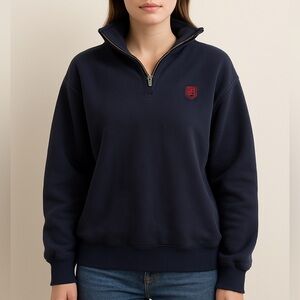 Escada Navy Half-Zip Sweater